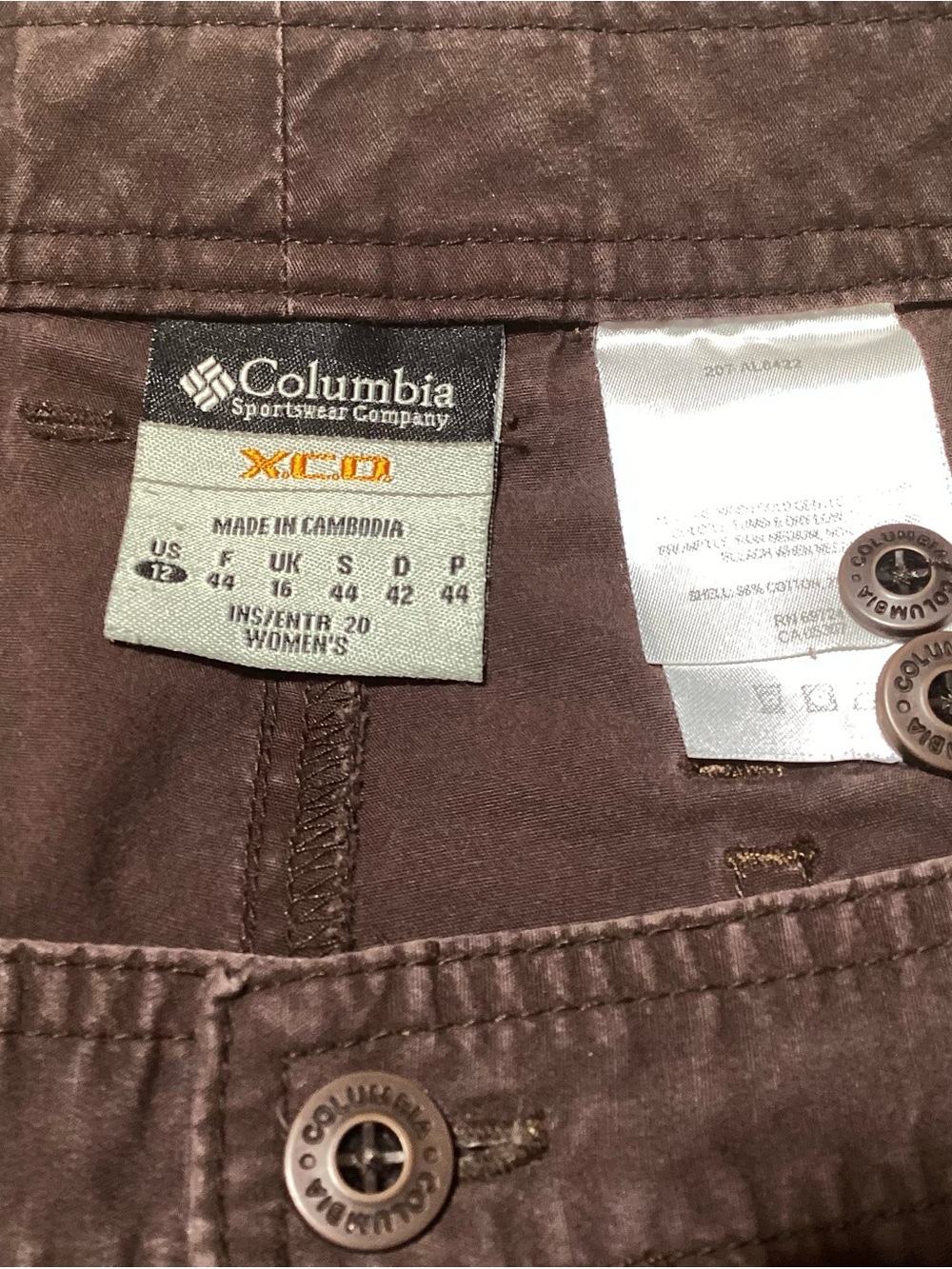 Columbia Sportswear XCO Size 12 Women's Brown Cargo Capri Pants - Picture 4 of 6
